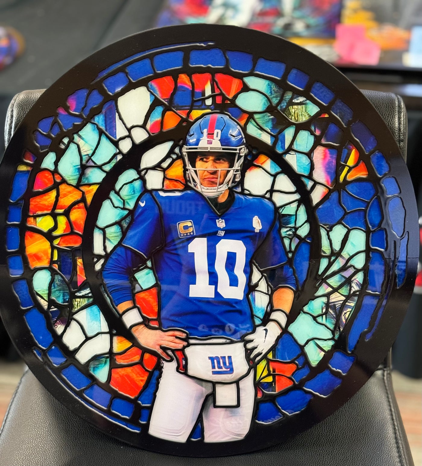 Eli Manning Stained Glass 16x16in