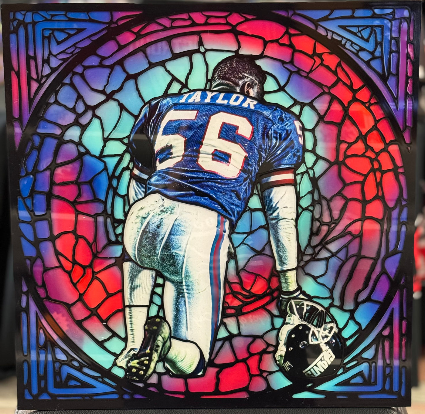 Lawrence Taylor Stained Glass 16x16in Mosaic