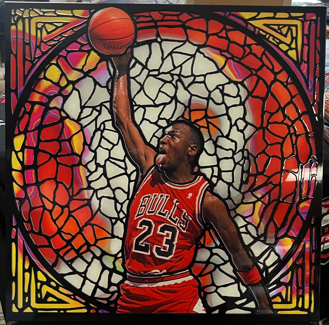 Michael Jordan Stained Glass Print