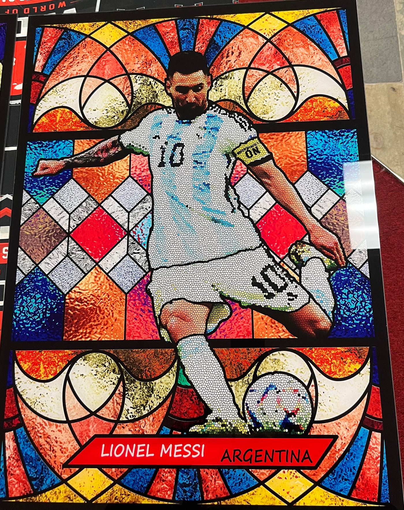 Lionel Messi Stained Glass Mosaic Print