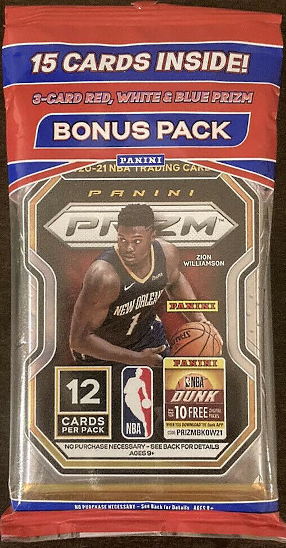 2020/21 Panini Prizm Basketball Cello Multi 15-Card Pack