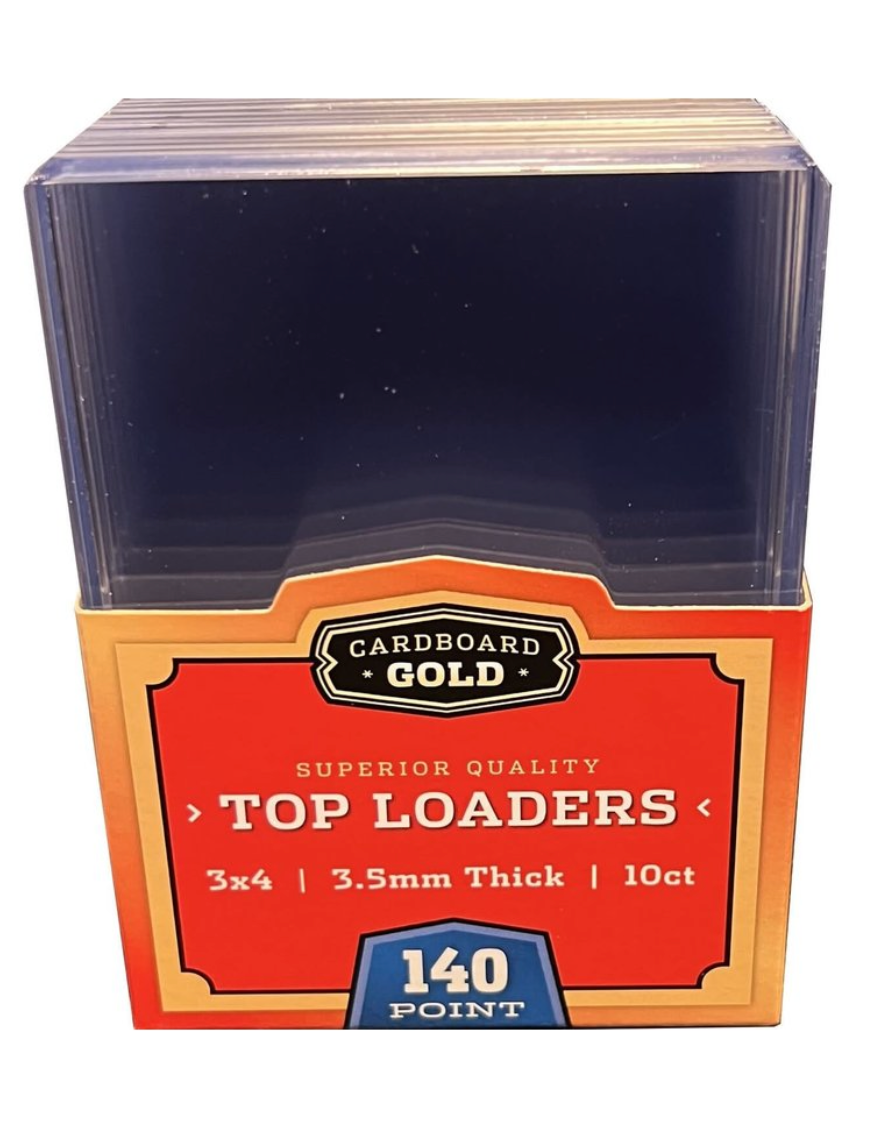 CARDBOARD GOLD TOPLOADERS: CARDBOARD GOLD: THICK 3" X 4" 140PT (10CT)