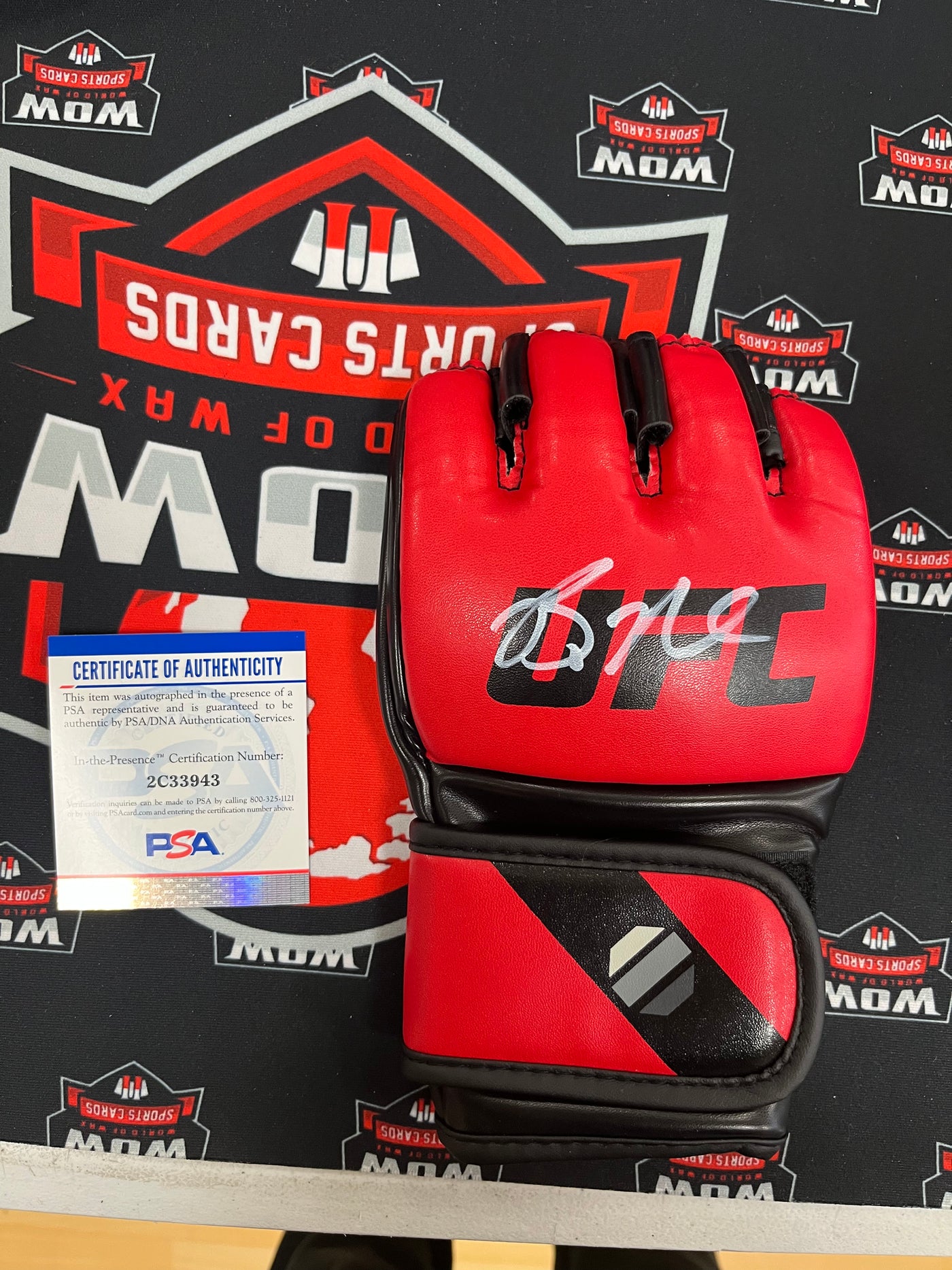 Bo Nickal Autographed Glove (Red) PSA Authentic