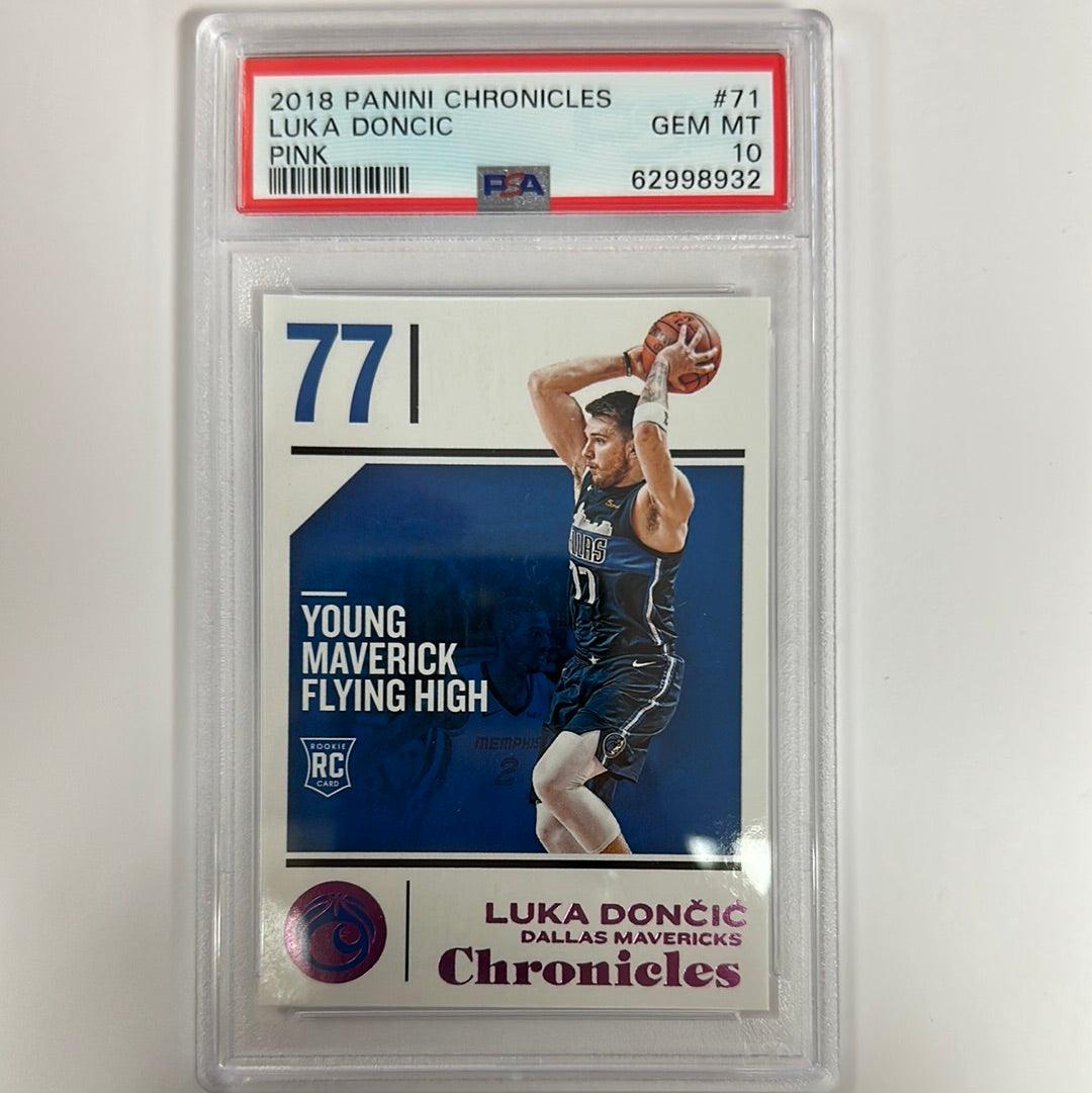 (14/25) 2018-19 Panini Chronicles Pink Rookie - Luka Doncic - No. 71 - Graded 10